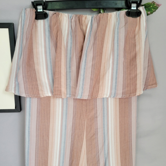 L Space Paulina Harmony Stripe Strapless Cover Up Jumpsuit S - Picture 6 of 13
